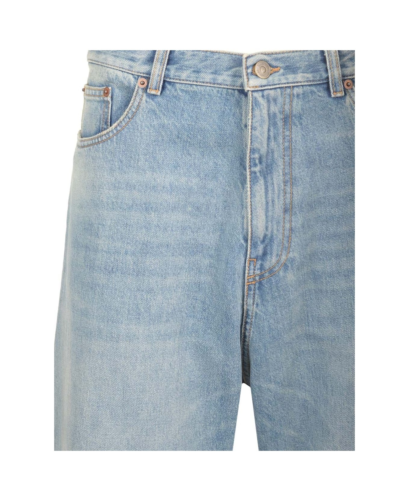 Denim Trousers With Jacquard Hem - 4
