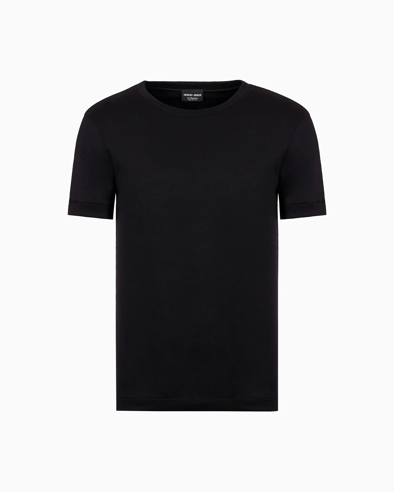 ICON CREW-NECK, SHORT-SLEEVED JUMPER IN CASHMERE INTERLOCK - 1