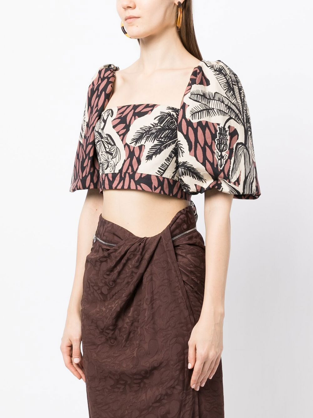 graphic-print puff-sleeve blouse - 3