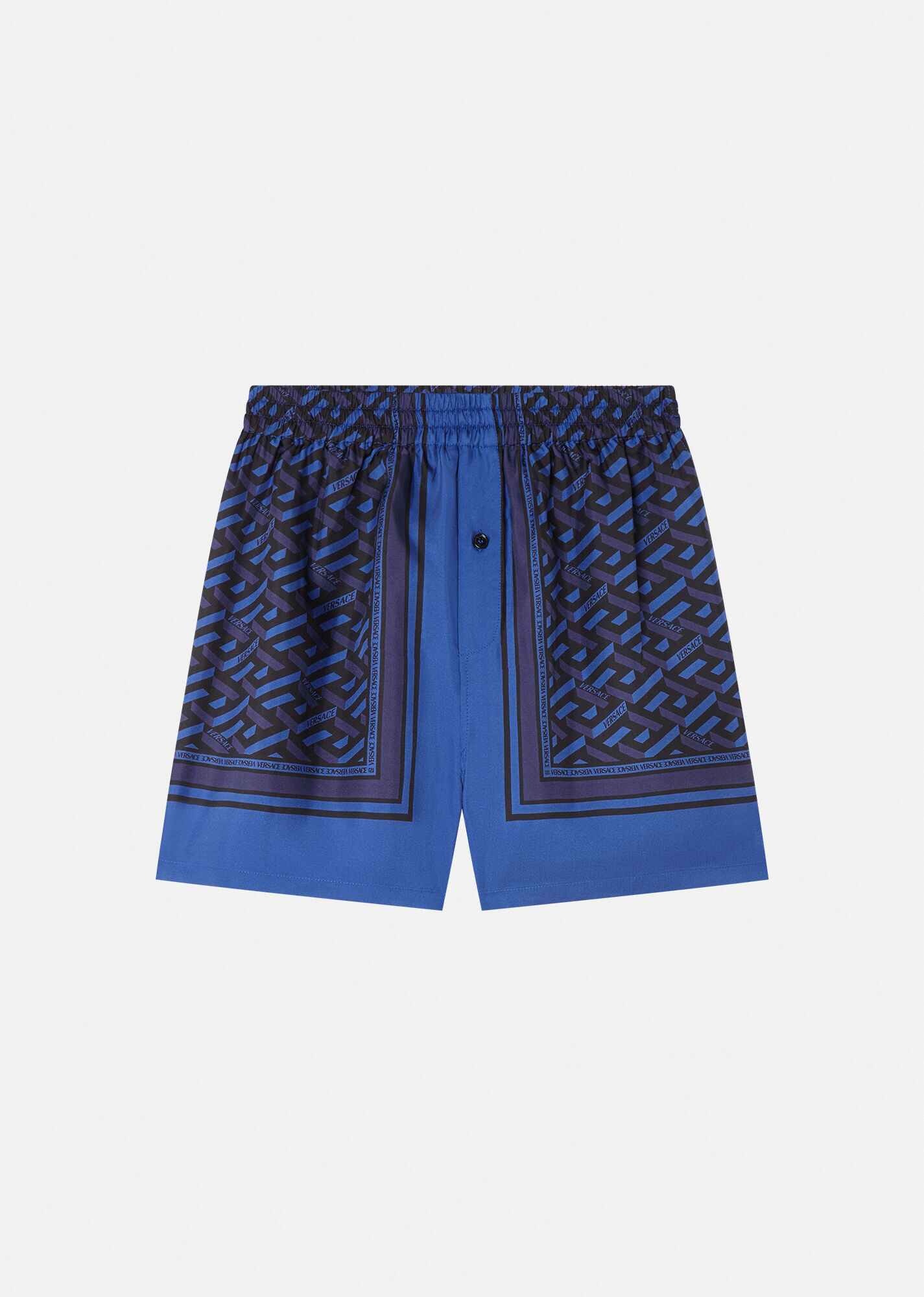 Greca Signature Print Silk Pajama Shorts - 1