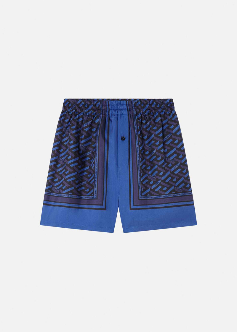 Greca Signature Print Silk Pajama Shorts 1