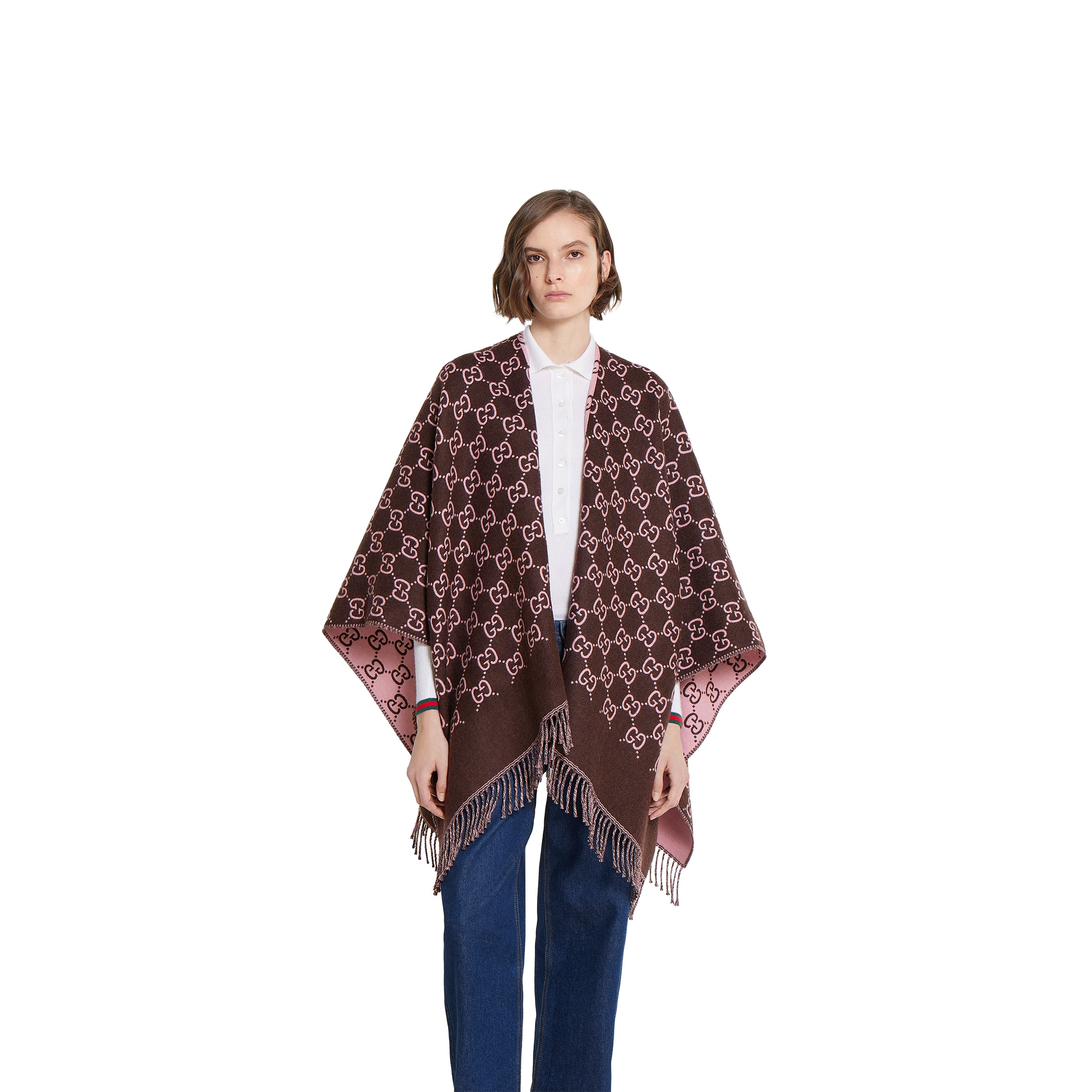 GG wool jacquard cape - 3