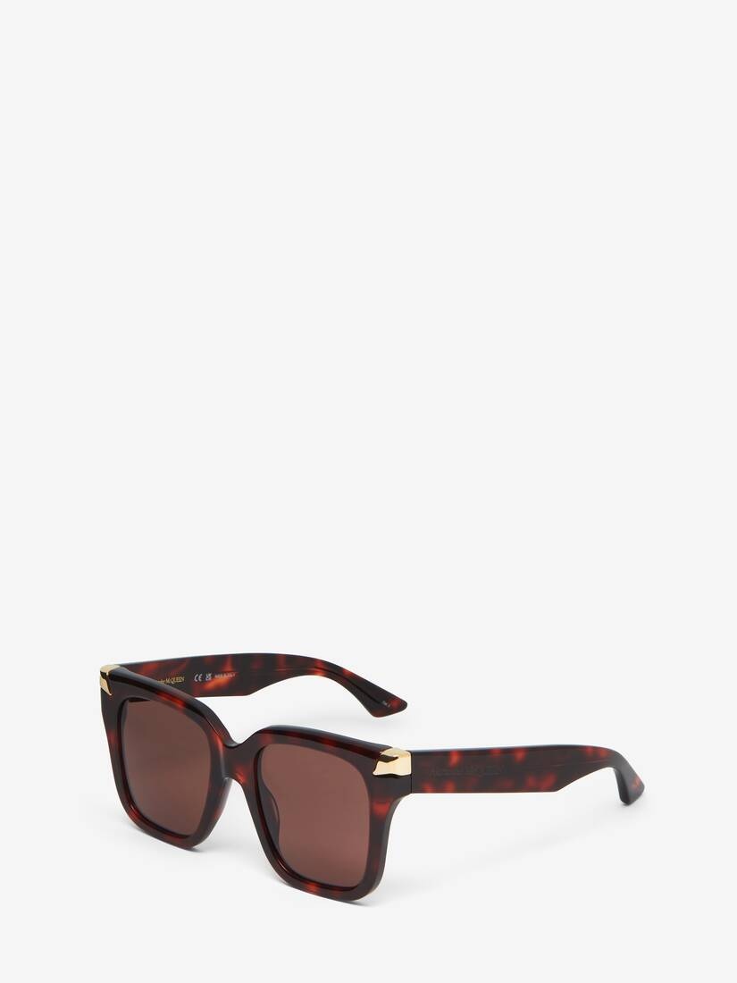 Women's Punk Rivet Oversize Sunglasses in Havana - 2