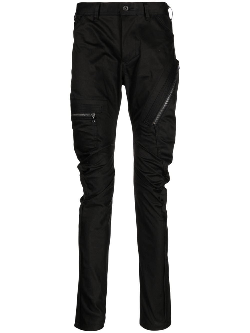 zip-pocket satin skinny trousers - 1