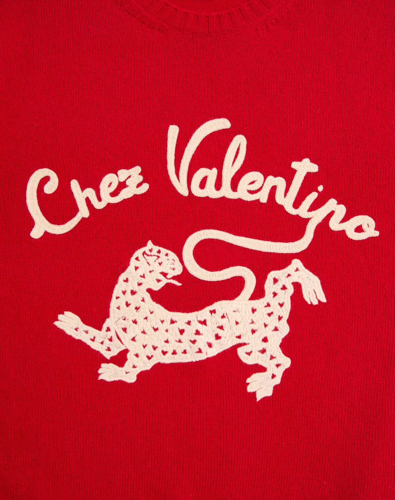 VALENTINO WOOL SWEATER WITH CHEZ VALENTINO & PANTHER EMBROIDERY 8