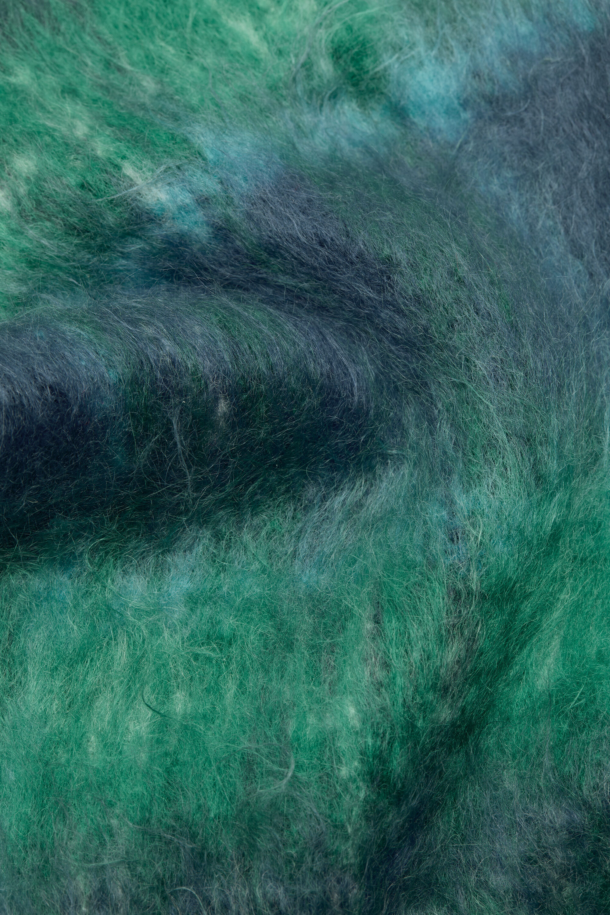 Mohair check scarf - Blue/green - 3