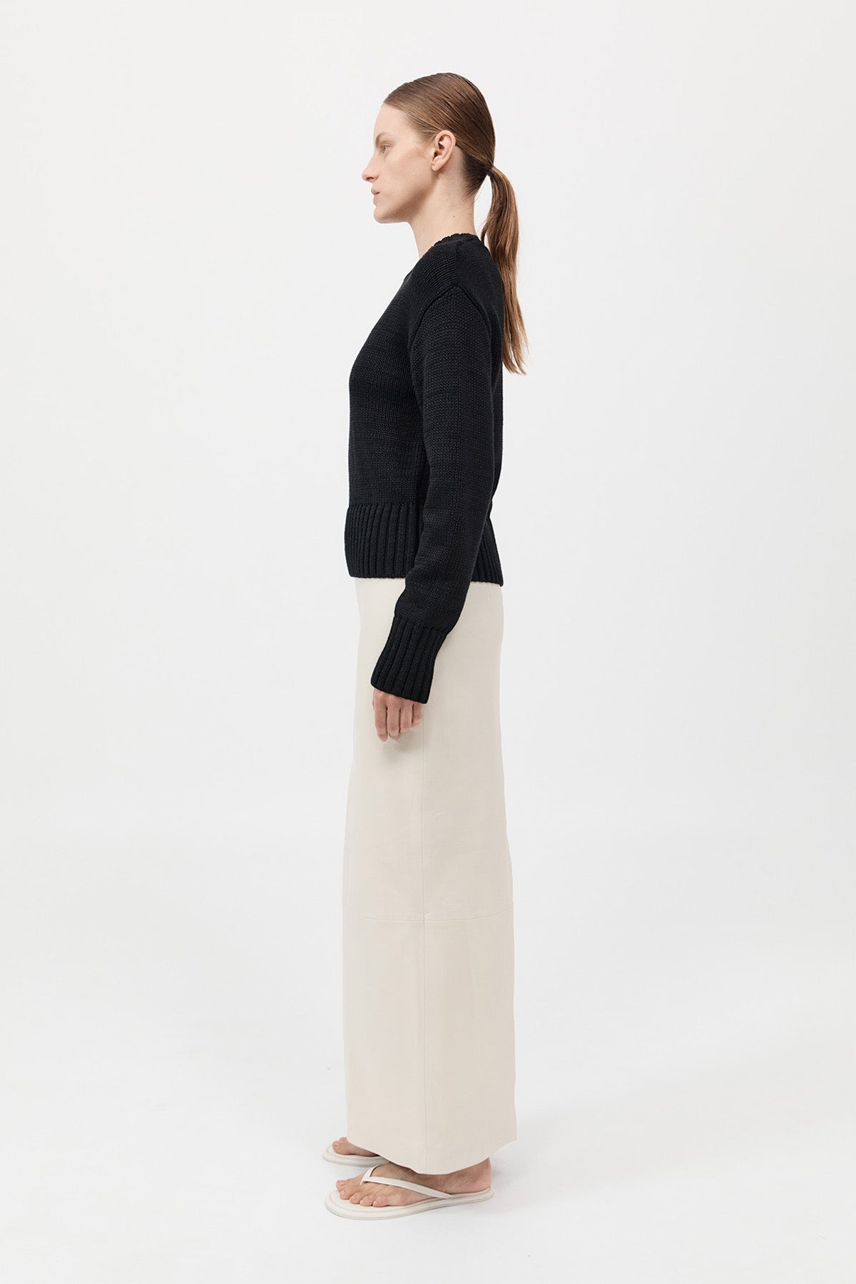 Linen Silk Blend Jumper - Black - 3