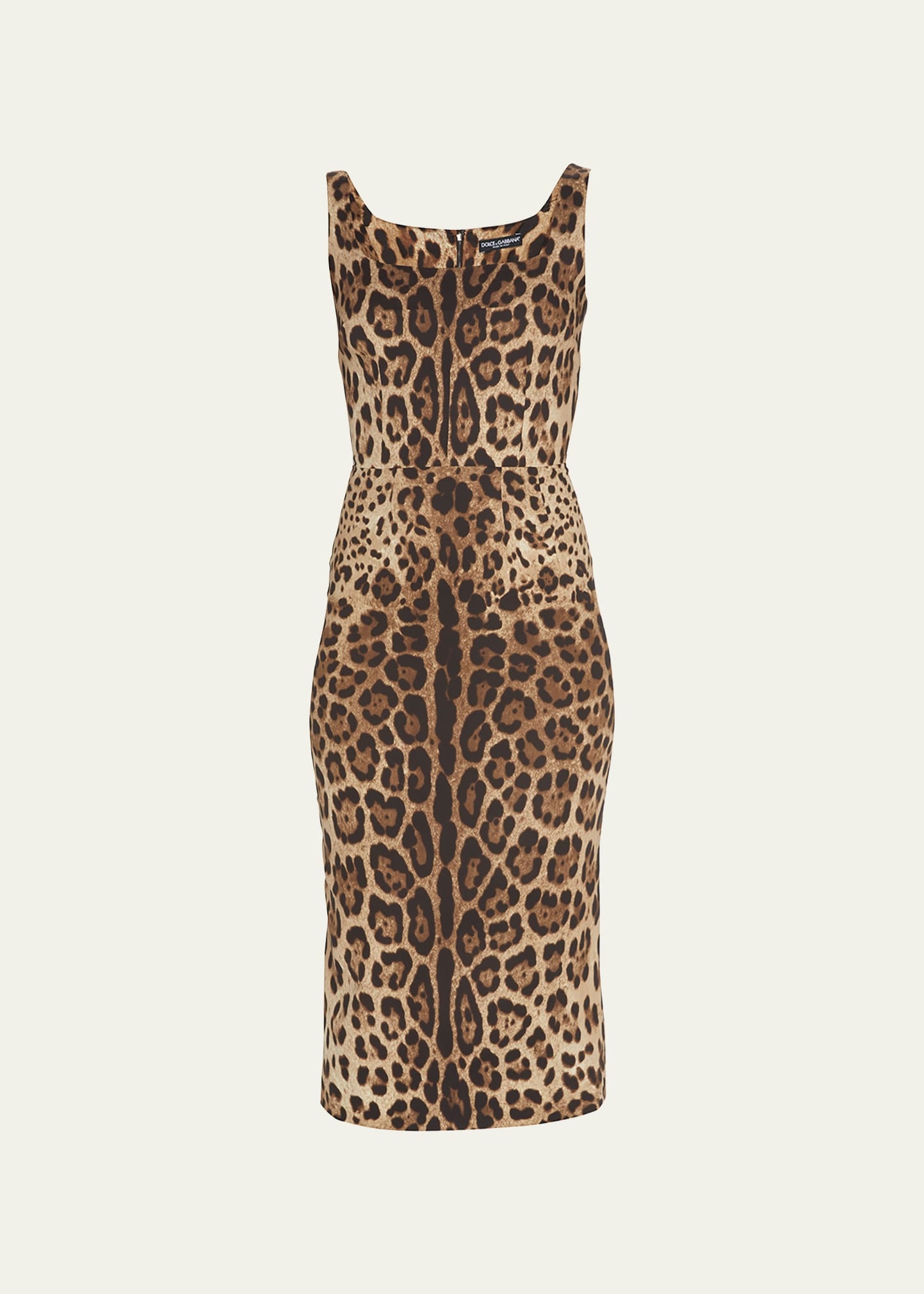 Leopard-Print Slim Midi Dress - 1