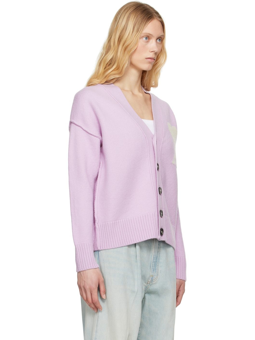 Purple Wool Ami de Coeur Cardigan - 2