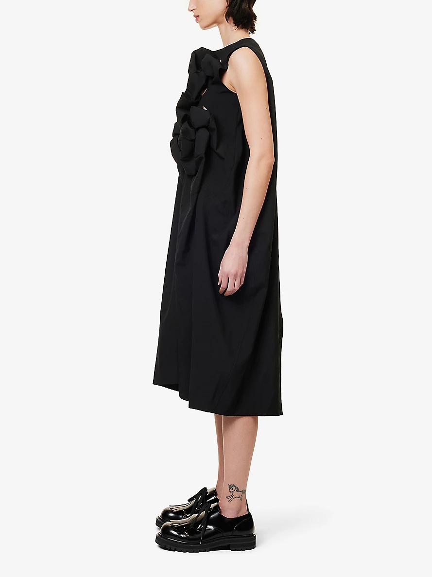 Relaxed-fit pleated-panel wool midi dress - 3