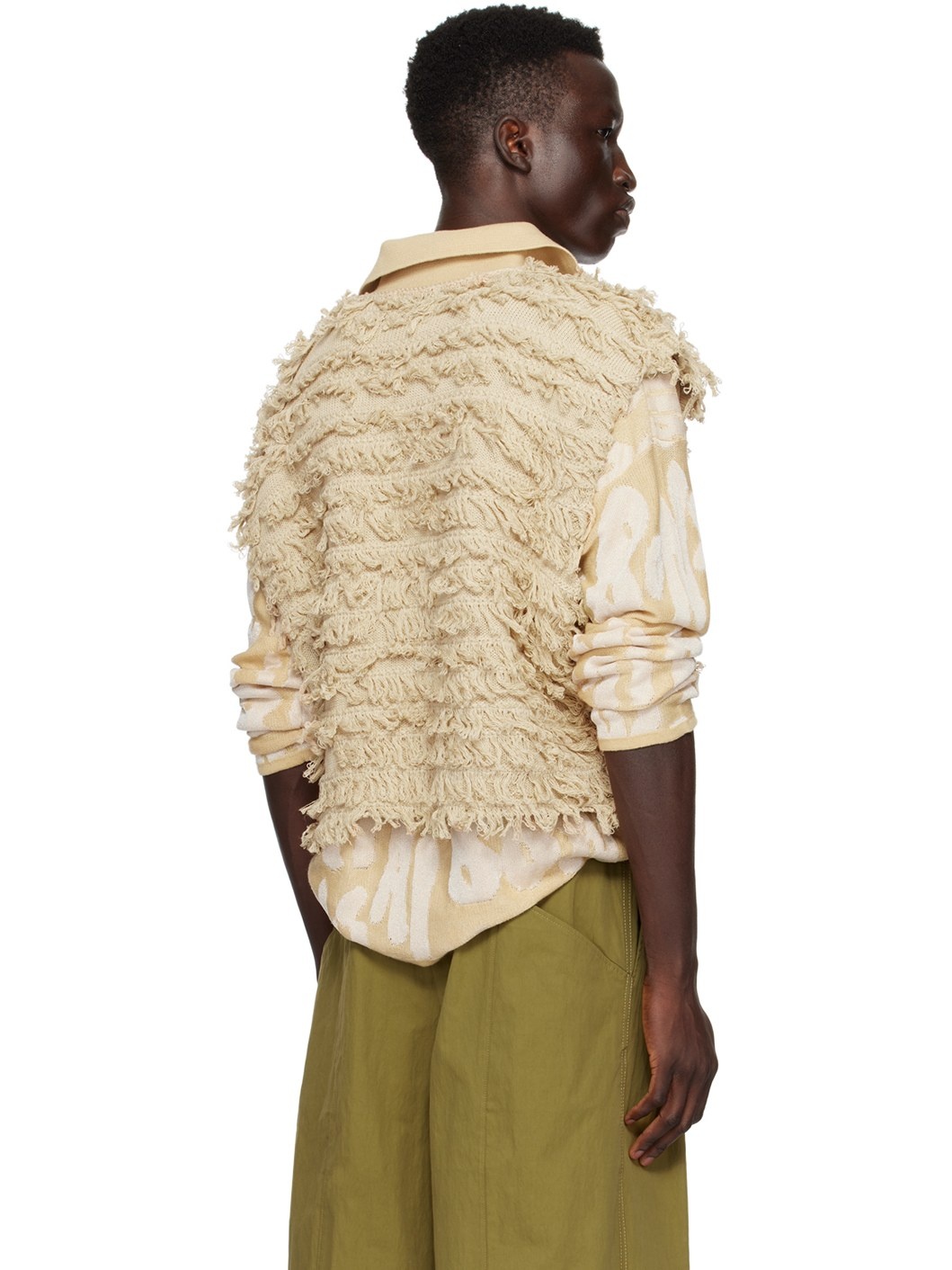 Beige Fringed Vest - 3