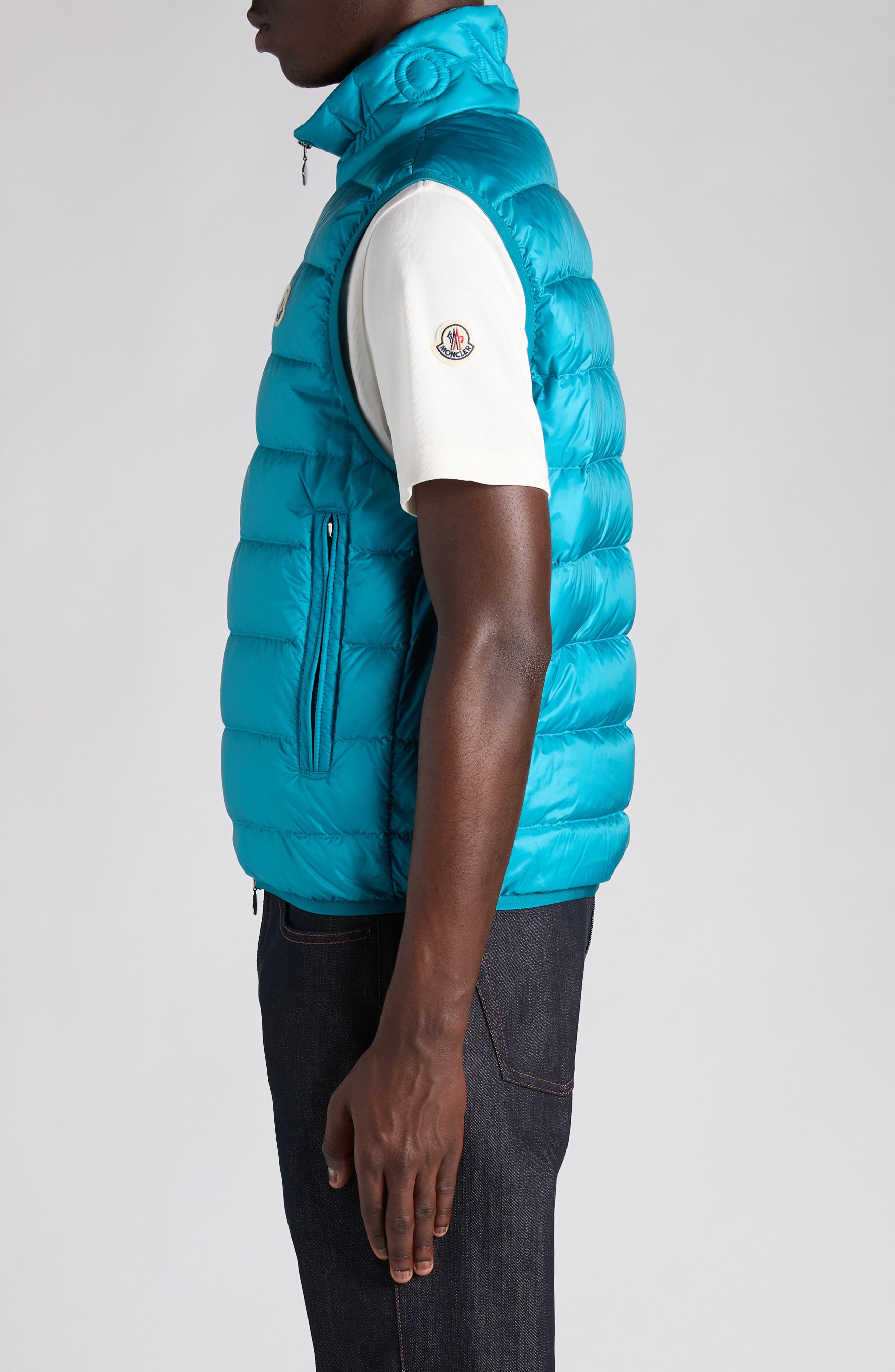 Moncler Rocoque Down Puffer Vest in Green Blue Slate at Nordstrom - 4