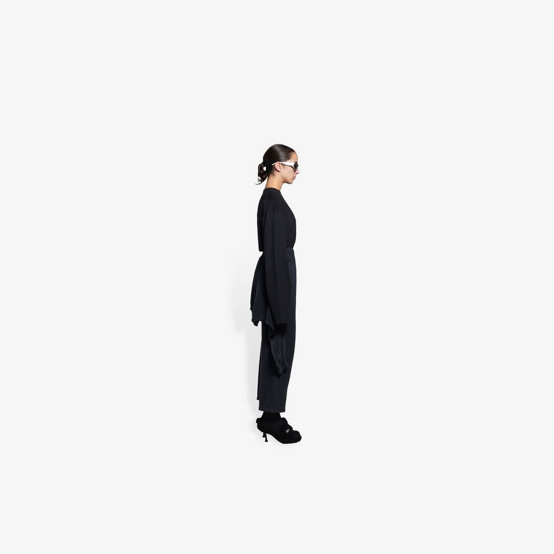 Women's Knotted Sweatpants in Black - 4