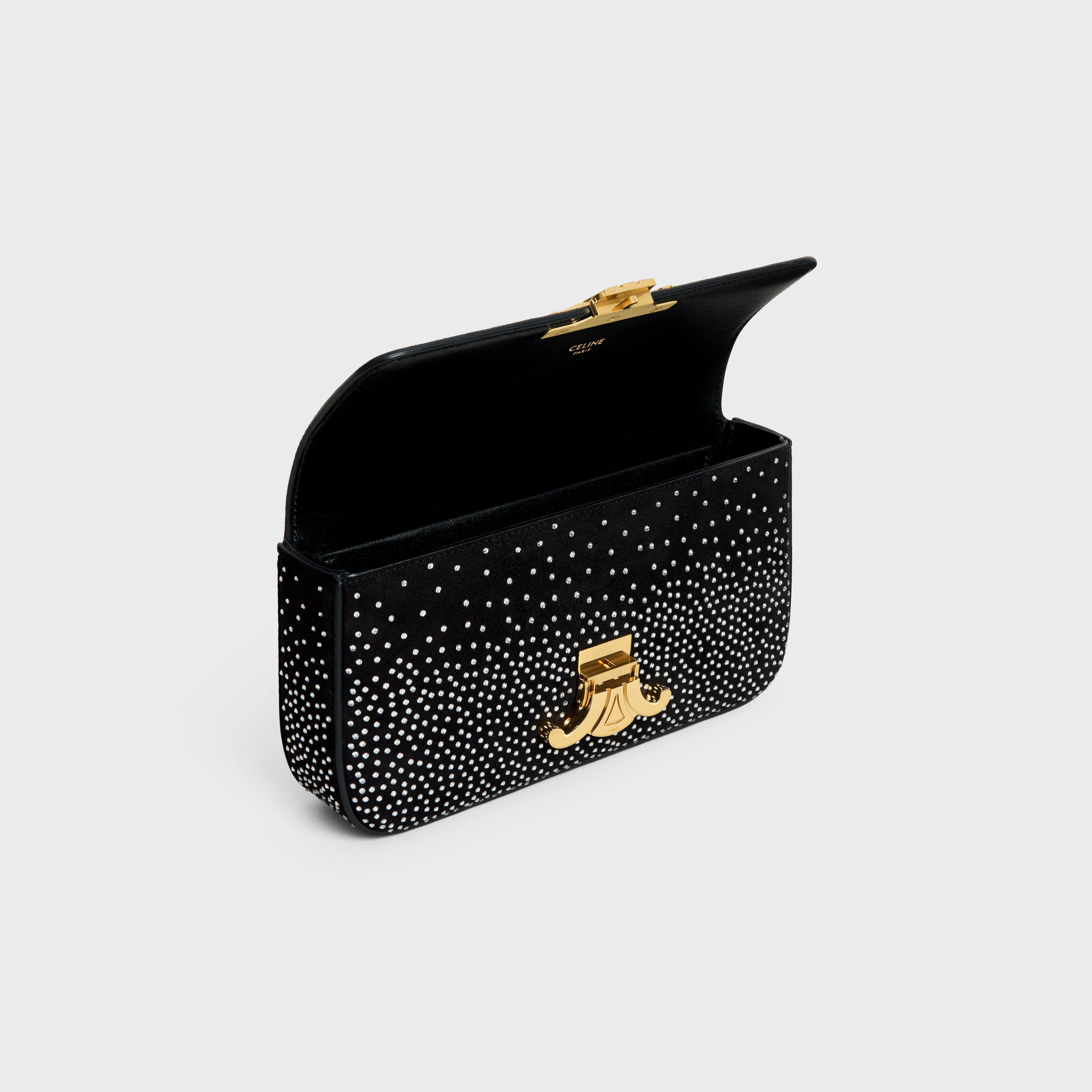 CHAIN SHOULDER BAG CLAUDE in SUEDE GOATSKIN WITH STRASS - 4