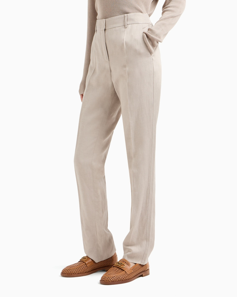 EMPORIO ARMANI LINEN-BLEND TROUSERS WITH PLEATS outlook