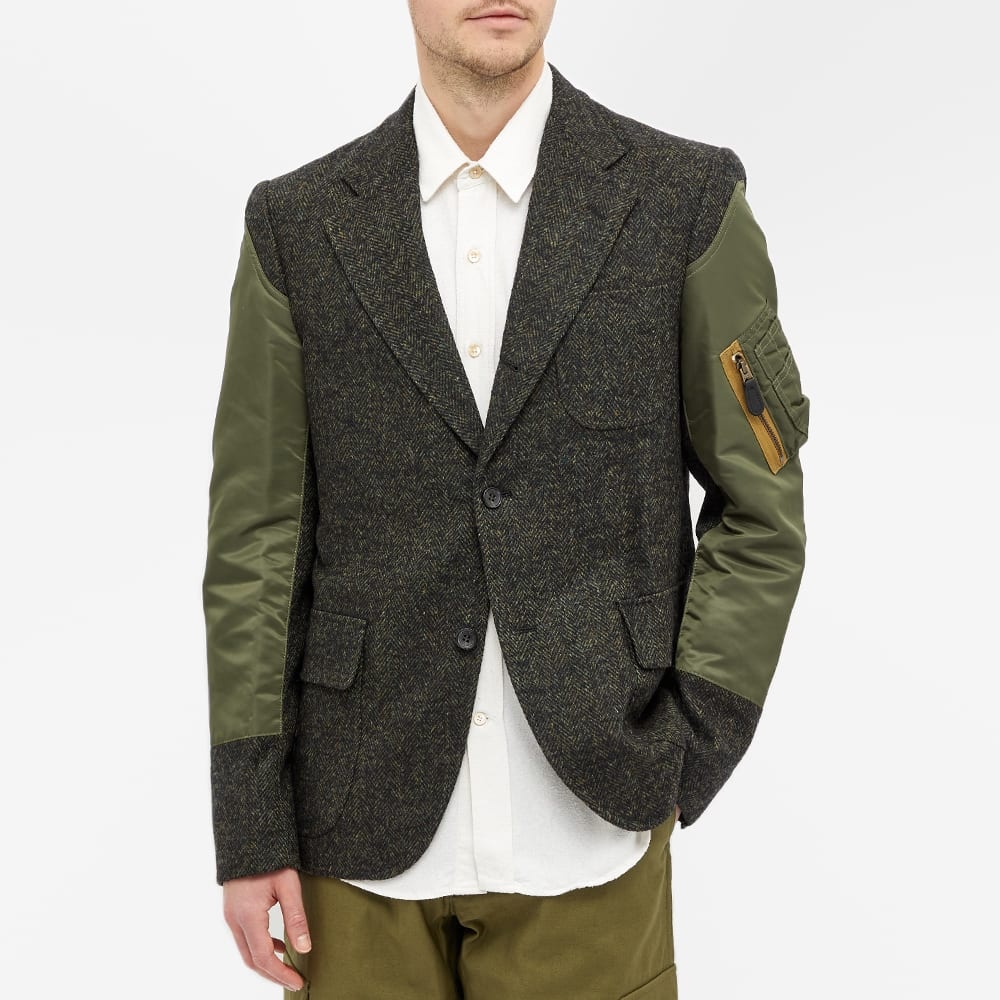 Junya Watanabe MAN Nylon Sleeve Tweed Blazer - 4