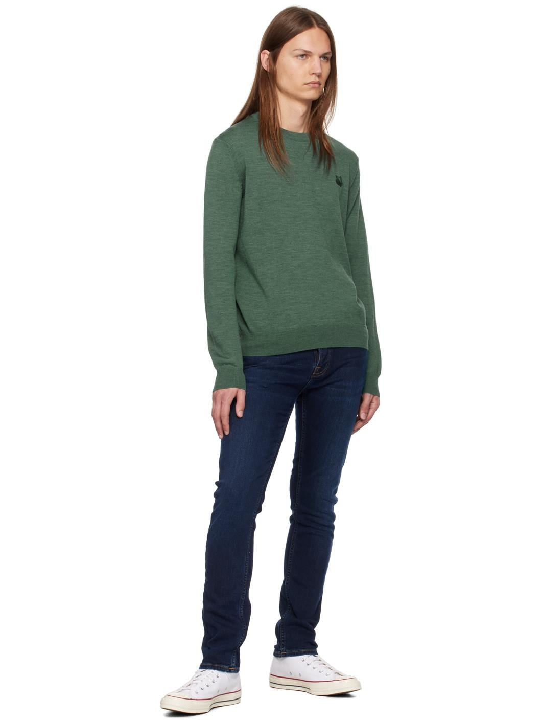 Green Bold Fox Head Patch Regular Sweater - 4