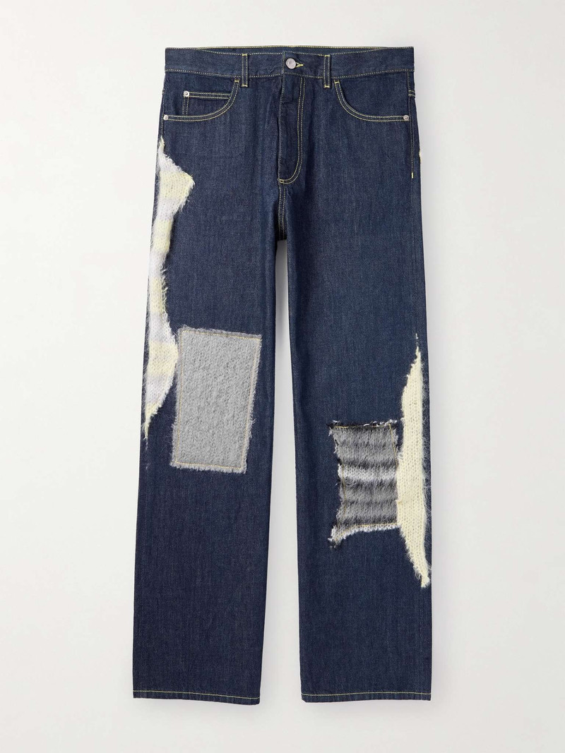 Straight-Leg Mohair-Blend Trimmed Jeans 1