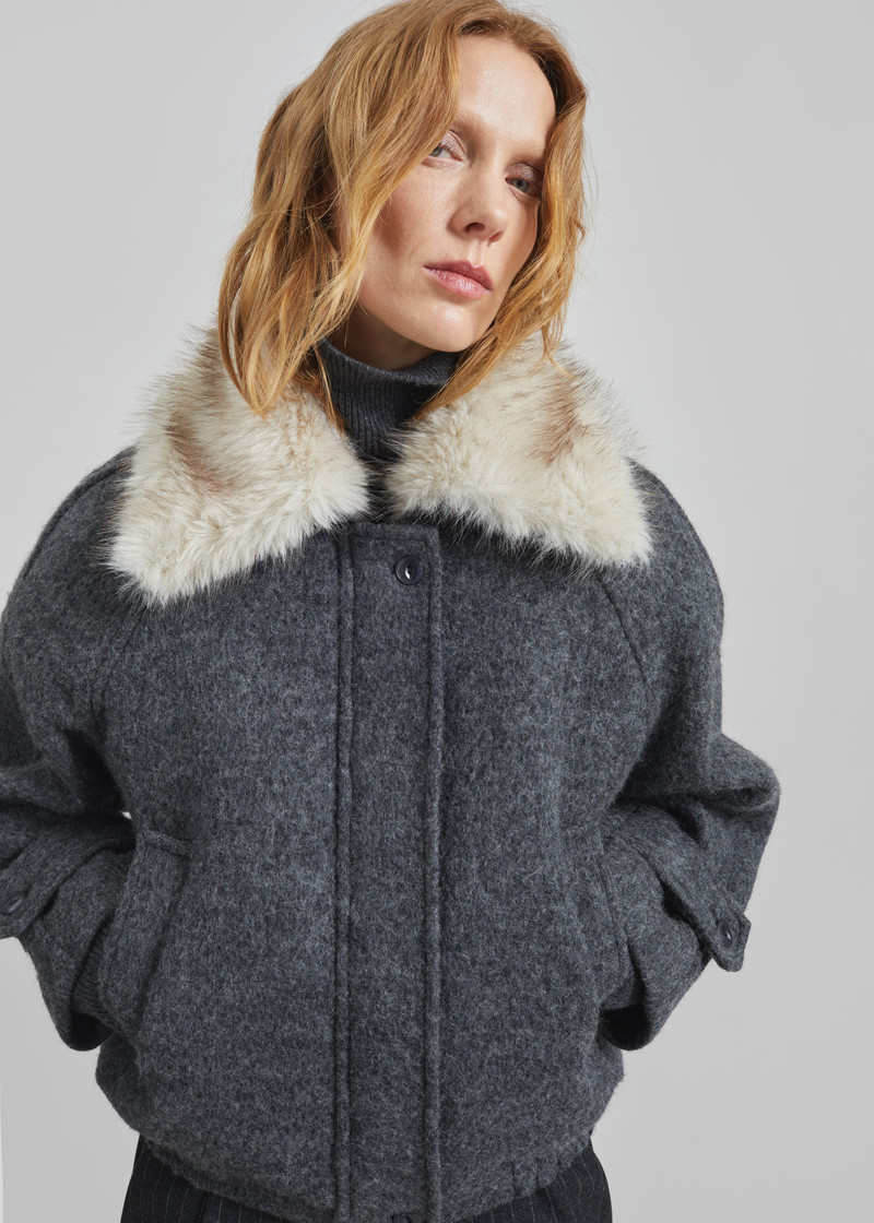 Nyborg Wool Quilted Jacket - Dark Grey 8