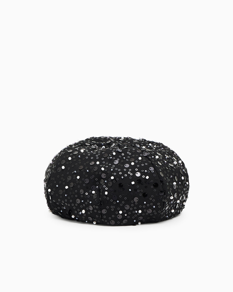 GEORGETTE BERET WITH BEADS AND SEQUINS 1