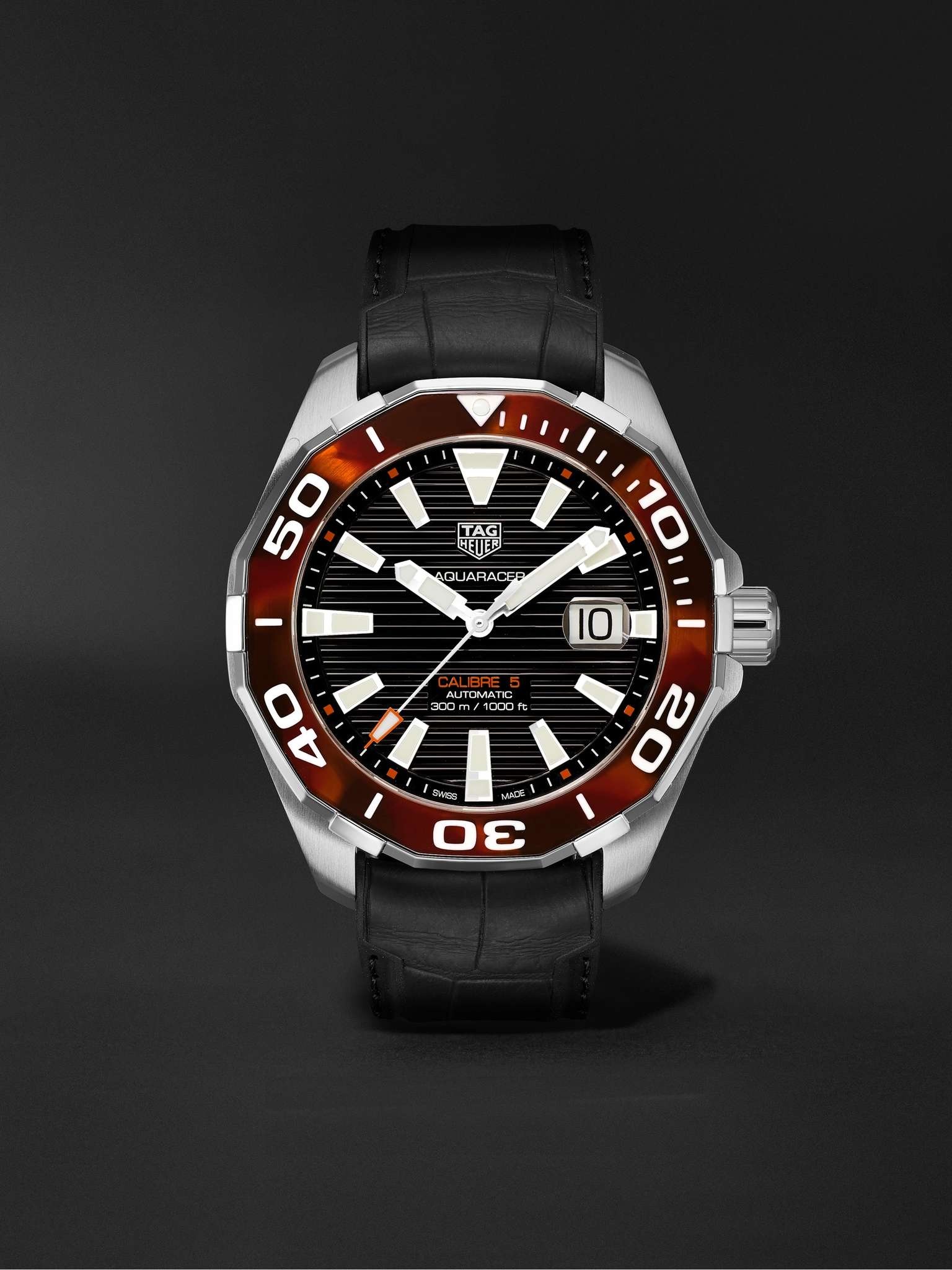 Aquaracer Automatic 43mm Stainless Steel and Croc-Effect Rubber Watch, Ref. No. WAY201N.FT6177 - 1