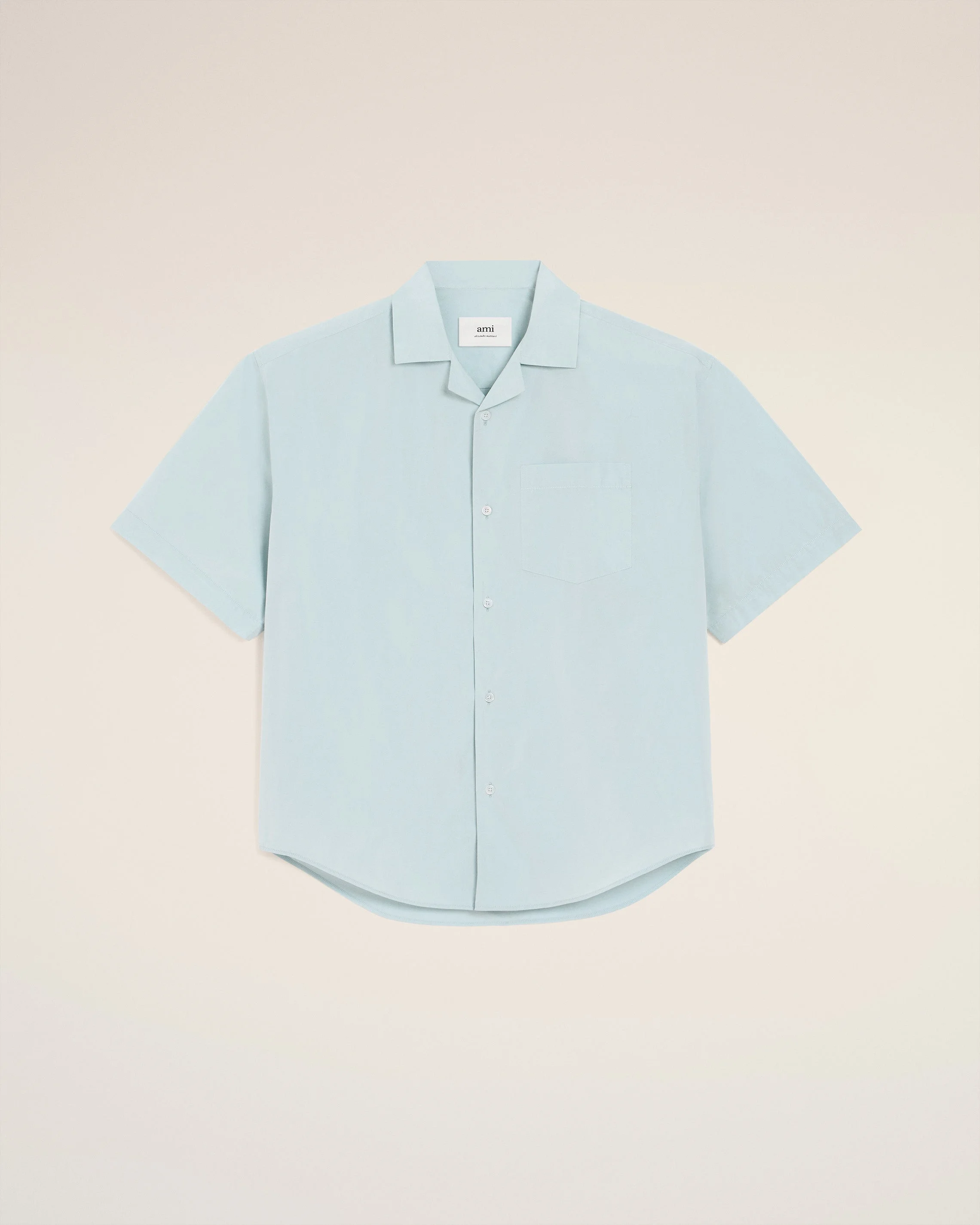 BLUE TAFFETAS SHORT SLEEVED BOXY SHIRT - 1