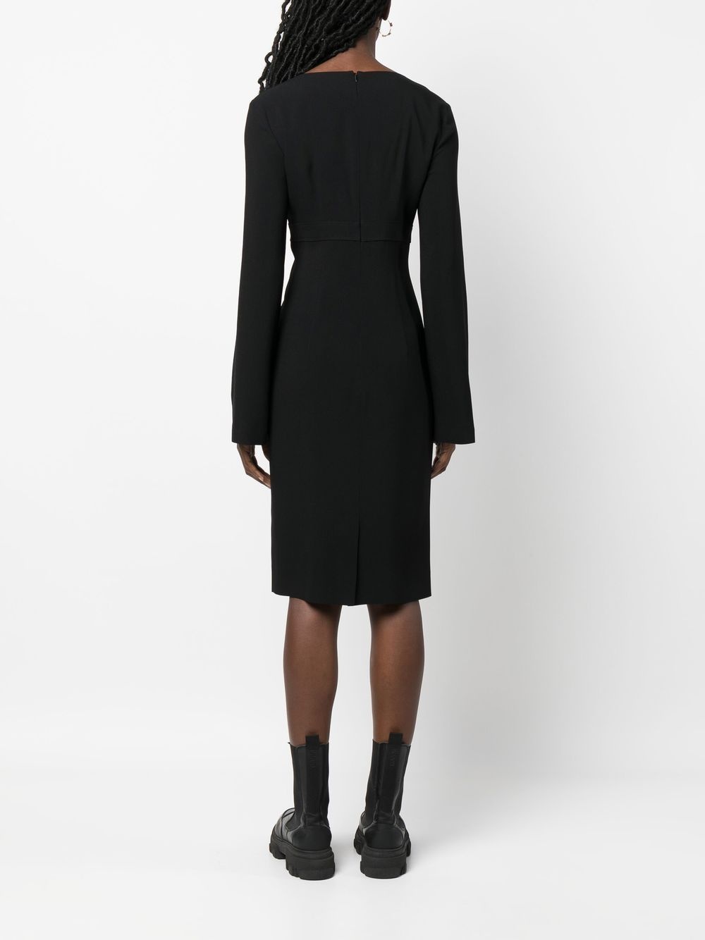 logo-plaque long-sleeved dress - 4