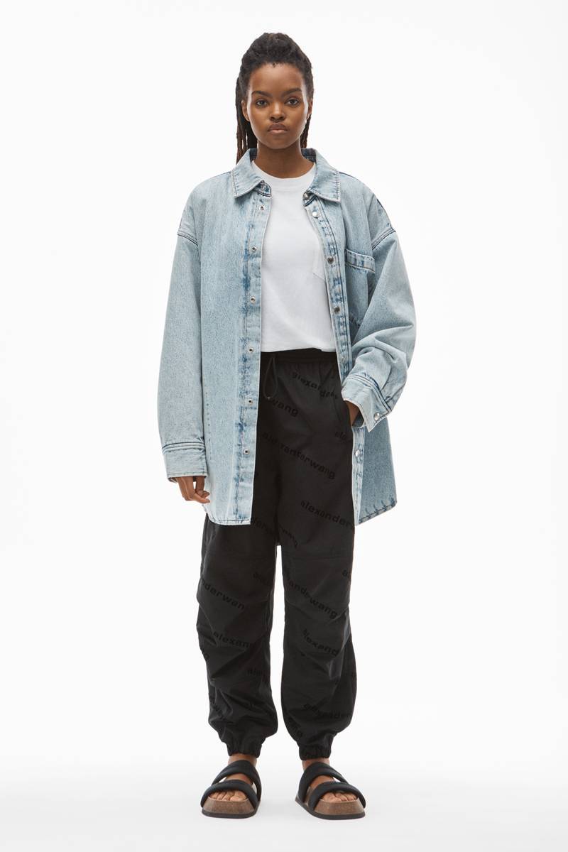 Alexander Wang FLOCKED LOGO TRACK PANT IN TAFFETA outlook