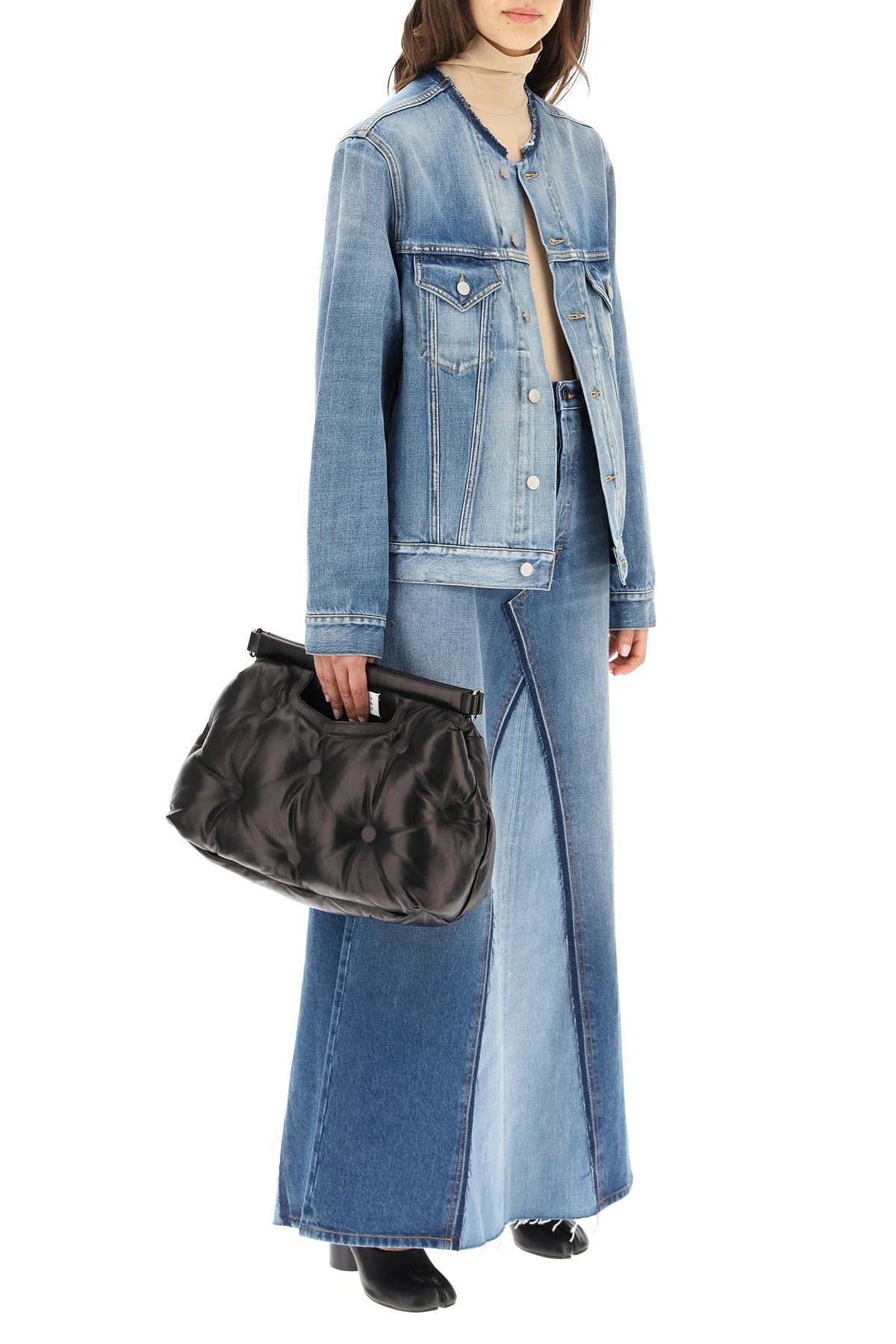 TWO-TONE DENIM LONG SKIRT - 2