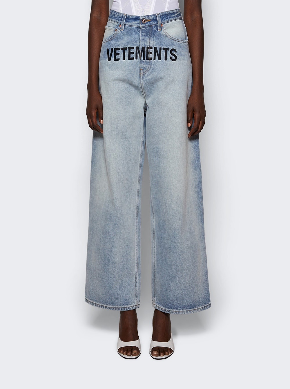 Embroidered Logo Baggy Jeans Light Blue - 3