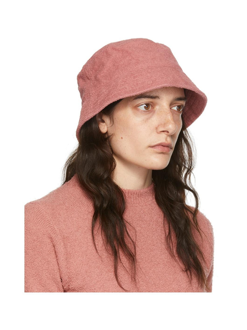 AURALEE Pink Organic Cotton Terrycloth Bucket Hat outlook