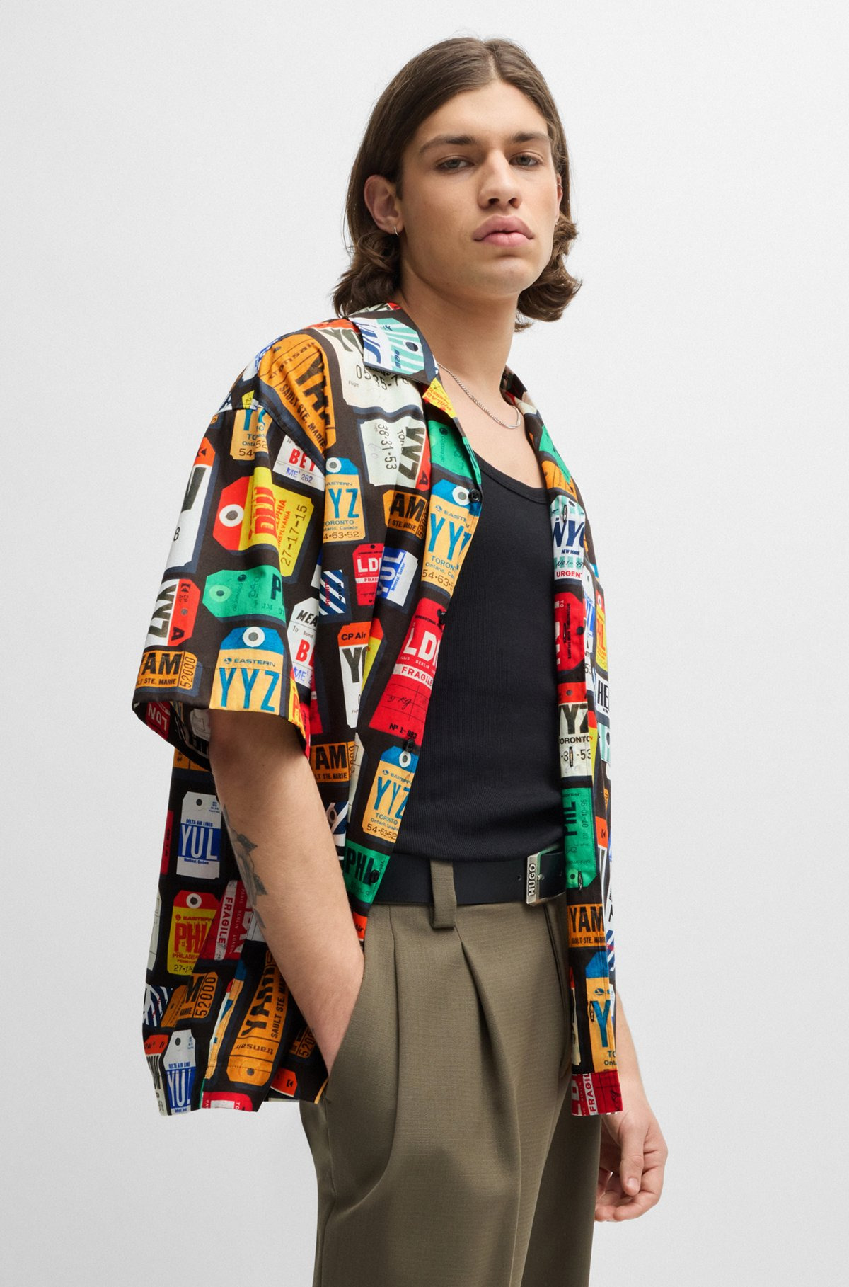 OVERSIZE-FIT SHIRT IN SEASONAL-PRINT COTTON POPLIN - 6