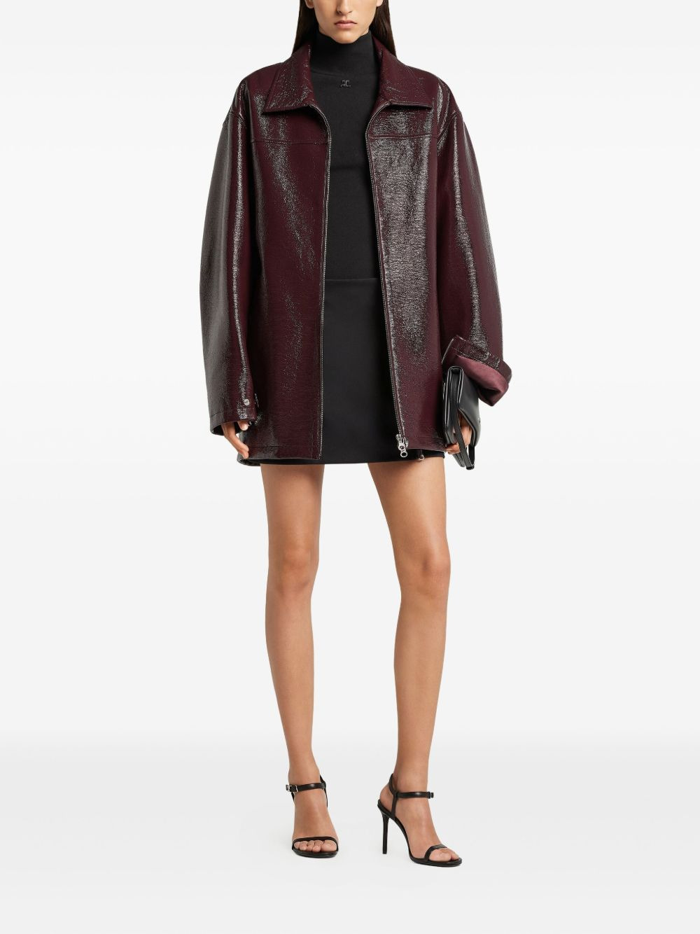 vinyl belted jacket - 2