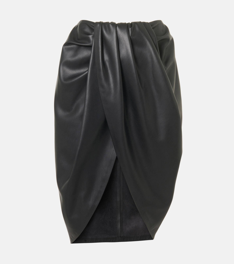 Draped faux leather midi skirt - 1