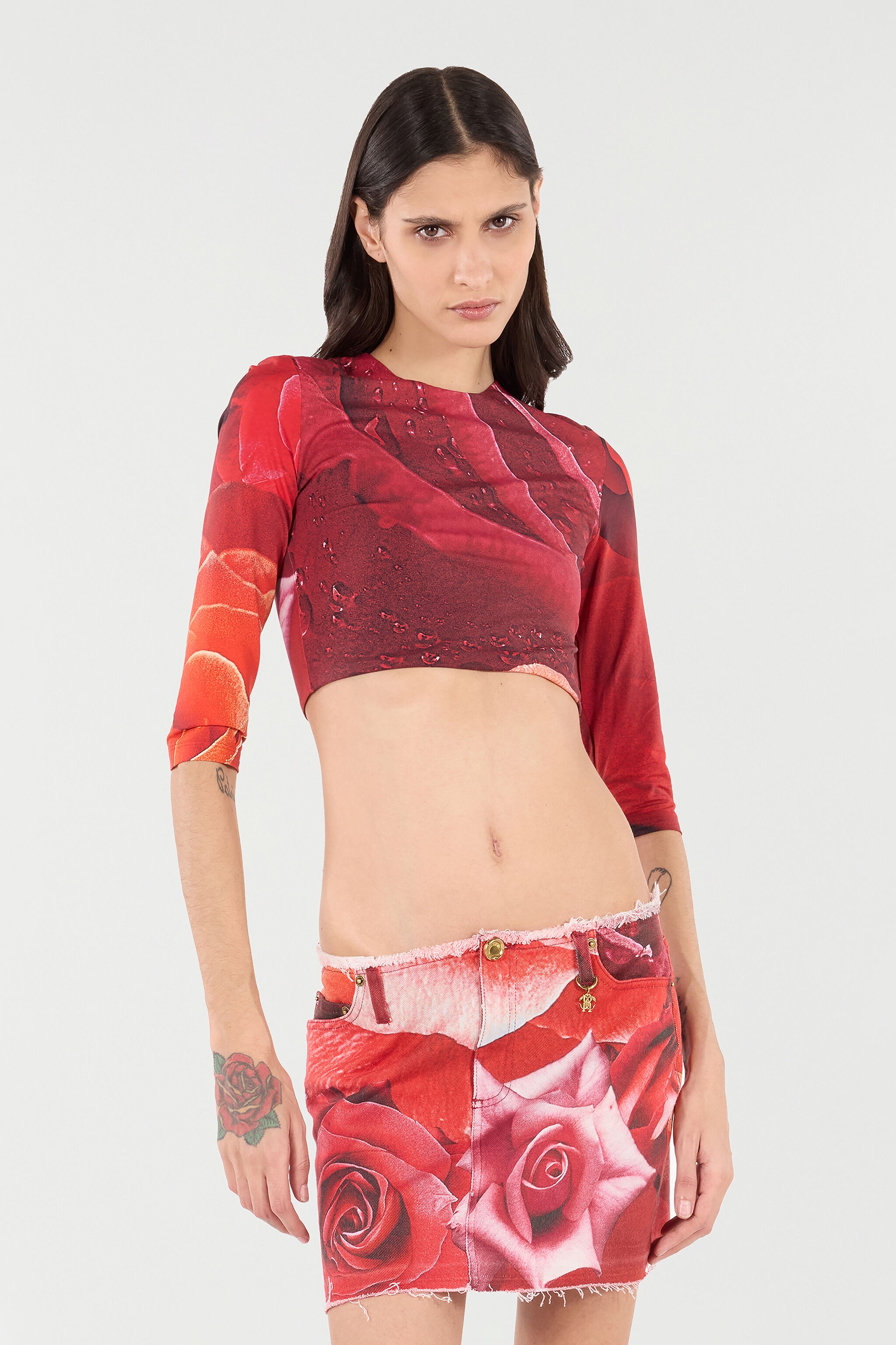 Rose-Print Crop Top - 3