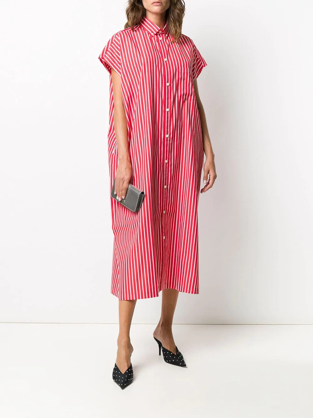 striped short-sleeve shirt dress - 2