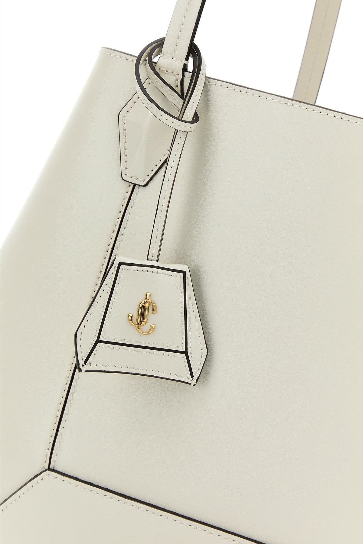 White leather Diamond shopping bag - 4