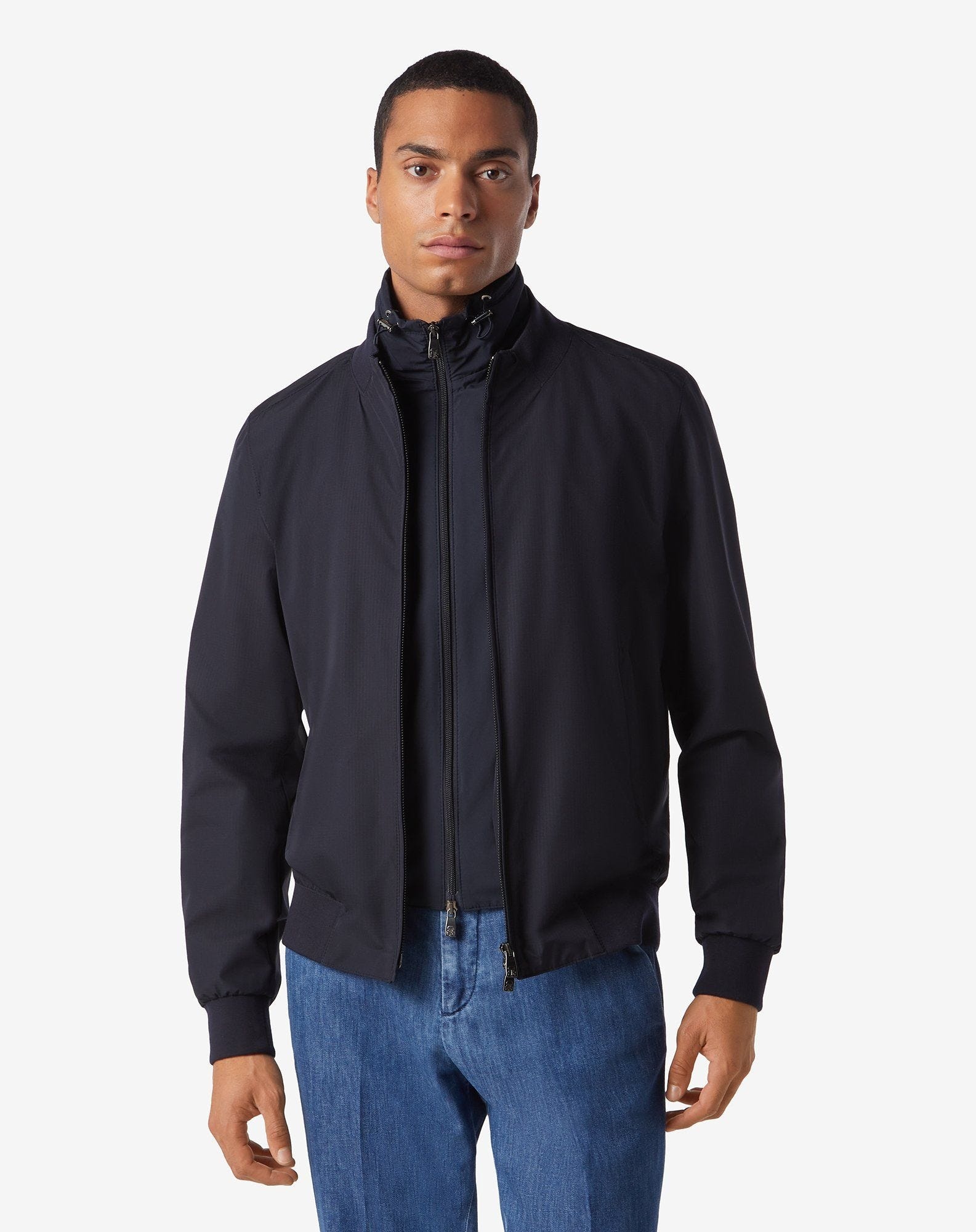Navy blue jacket with inner vest and hood - 3