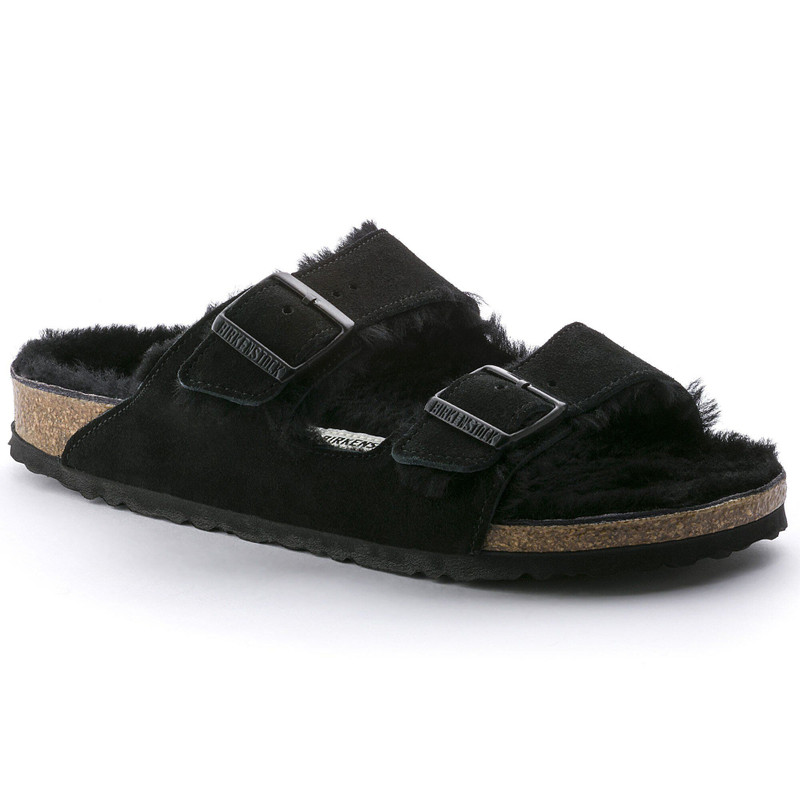 BIRKENSTOCK Arizona shearling 스웨드 슬라이드 outlook