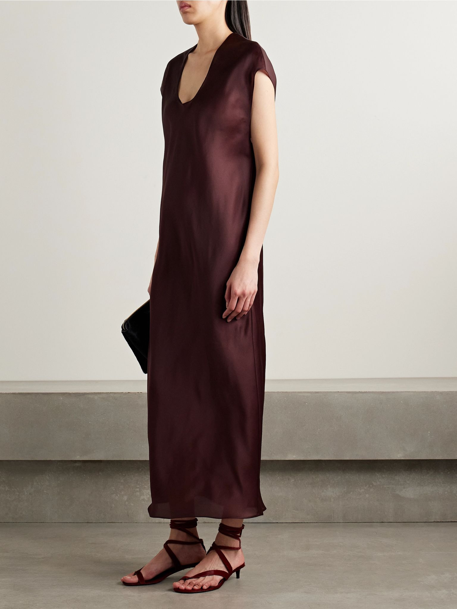 Darby silk-organza midi dress Merlot - 2
