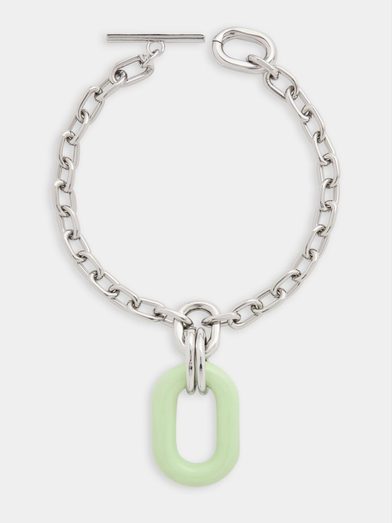 NECKLACE XL LINK IN BICOLOR SILVER AND GREEN 3