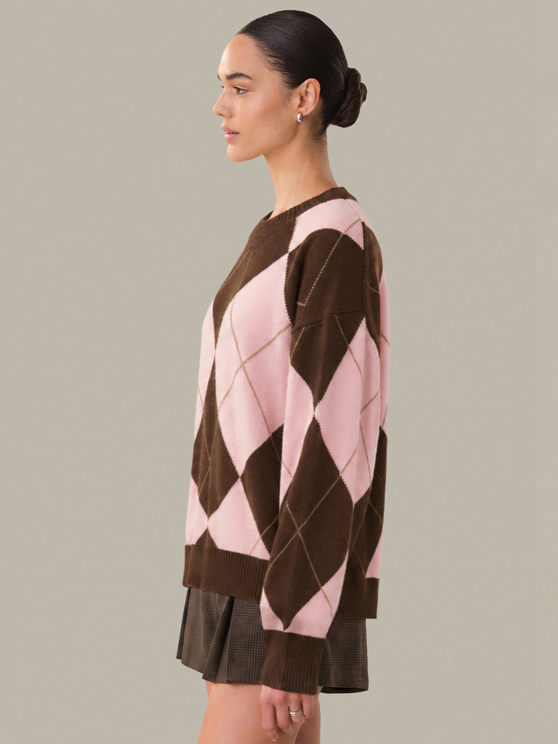 525 america Holland: Oversized 100% Cashmere Argyle Sweater outlook