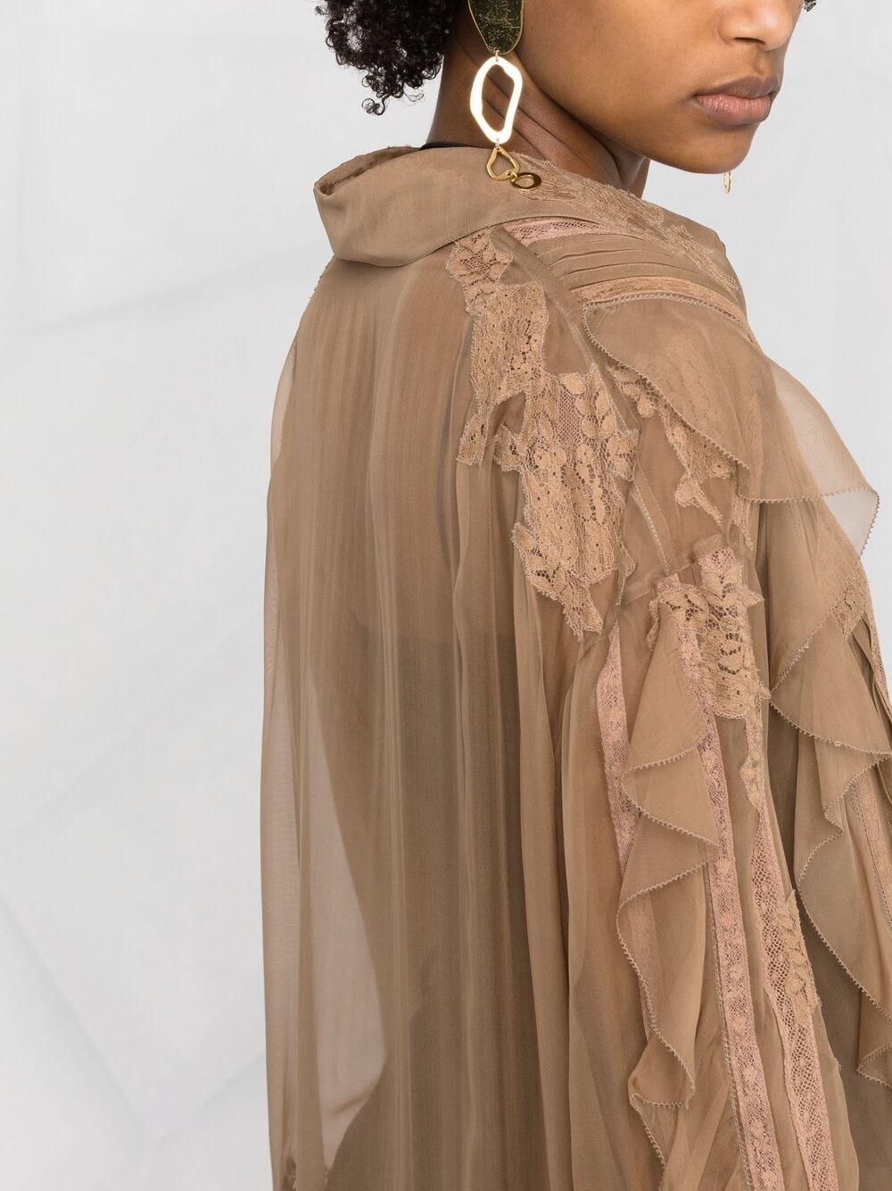 ruffle-trim silk blouse - 3