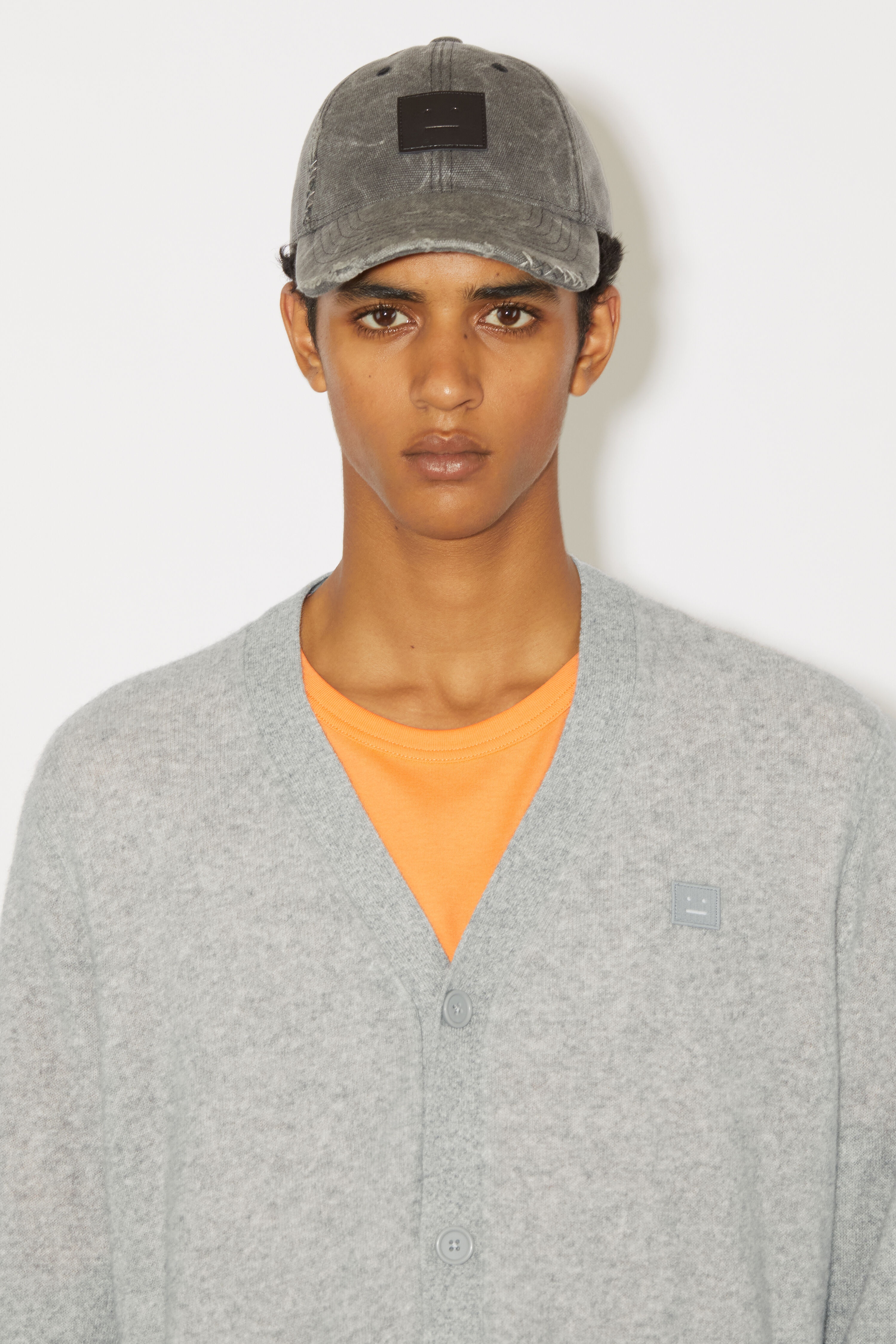 V-neck cardigan - Light Grey Melange - 5