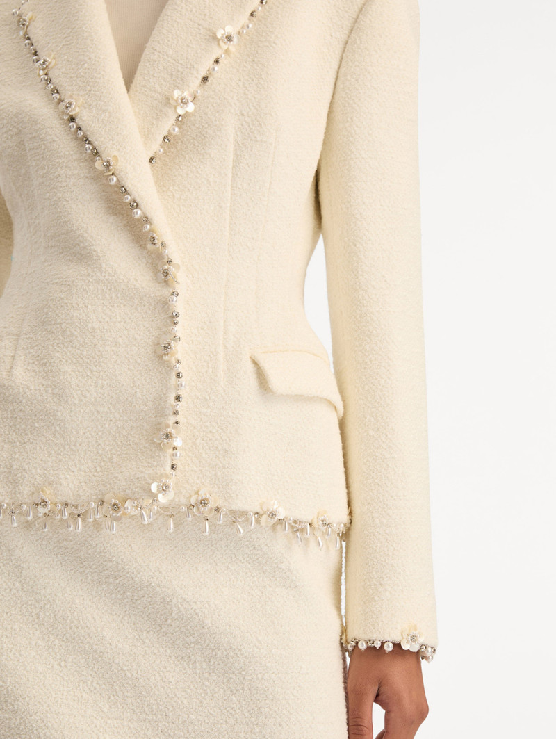 FLORAL JEWELED FRINGE TWEED JACKET 6