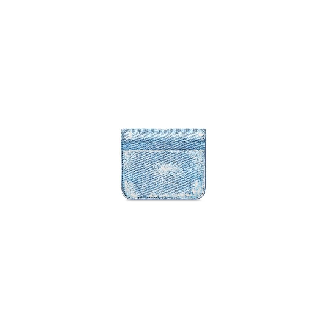 Women's Cash Flap Coin And Card Holder Denim Printed  in Blue - 2