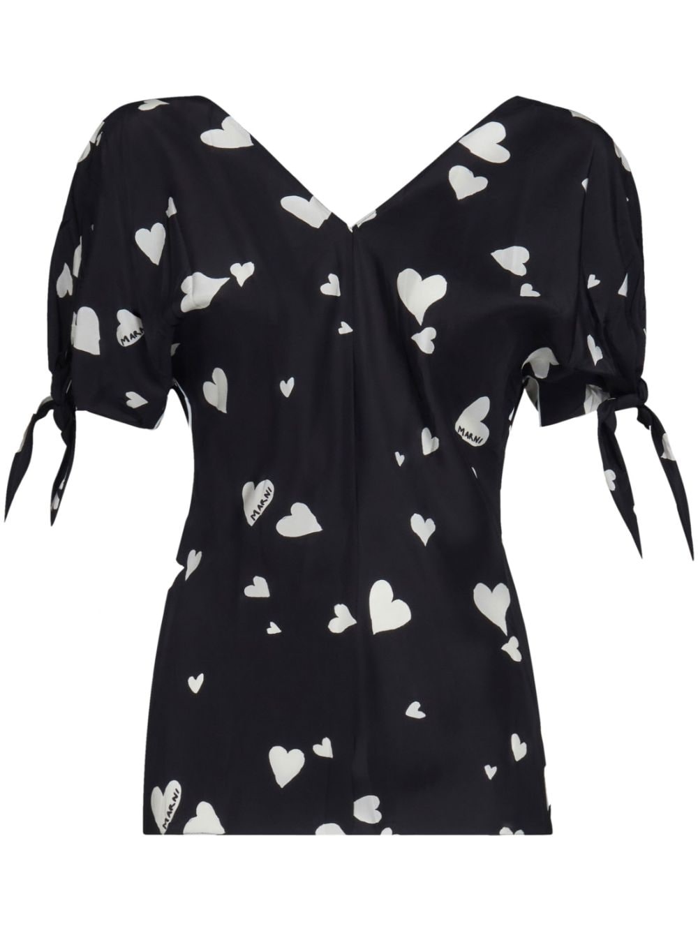 heart-print silk blouse - 1