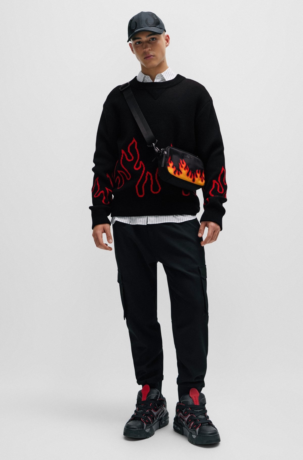RELAXED-FIT SWEATER WITH FLAME JACQUARD IN WOOL BLEND - 4