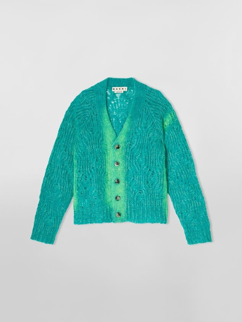 MOHAIR CARDIGAN WITH BUTTONING AND SLEEVES CONTRAST-SPRAYED 1