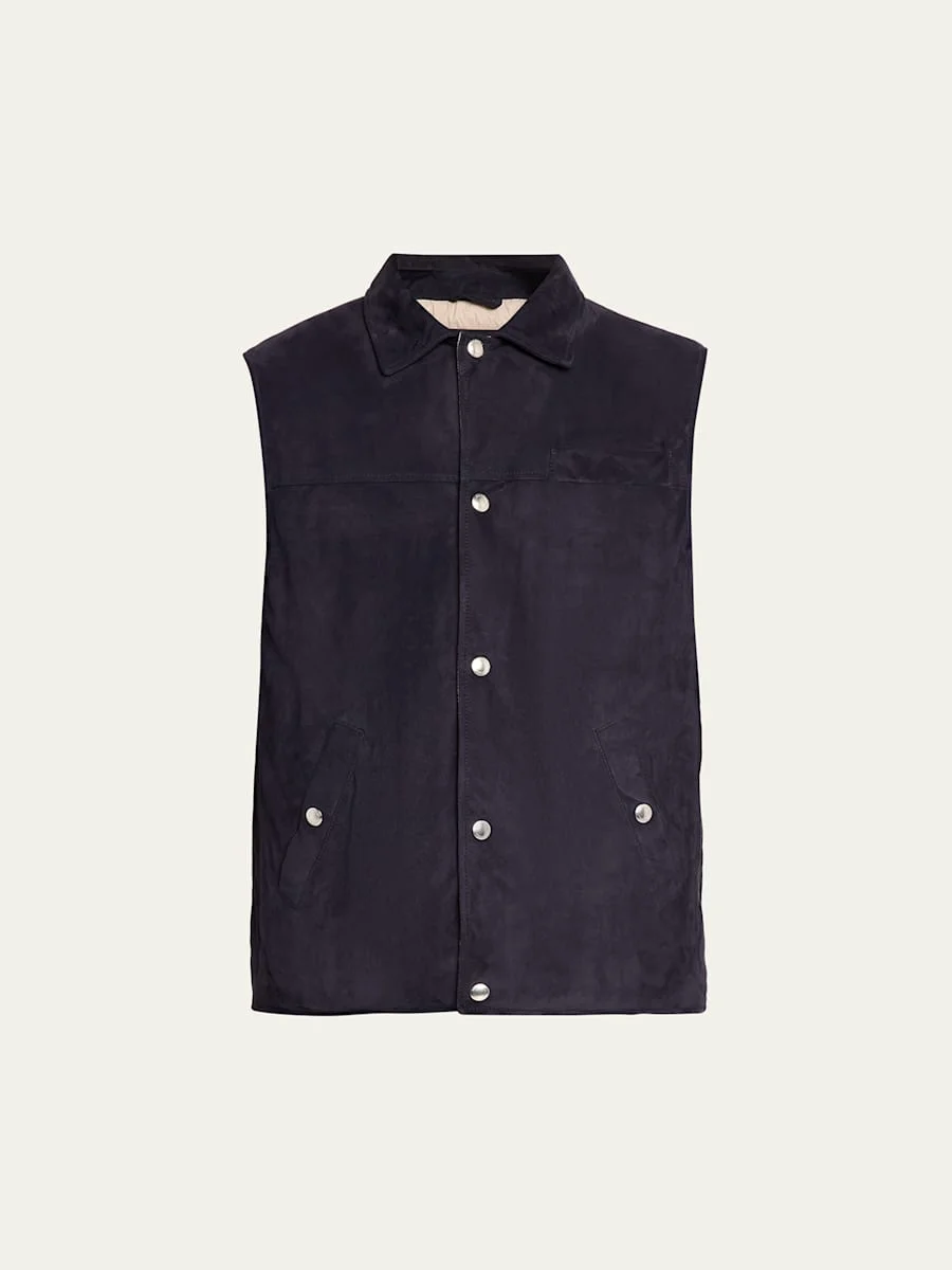 Men's Suede Snap-Front Vest - 1